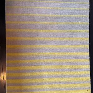 100% Cashmere Yellow and Gray Hand-Knotted Door Mat 20”x29” New Condition